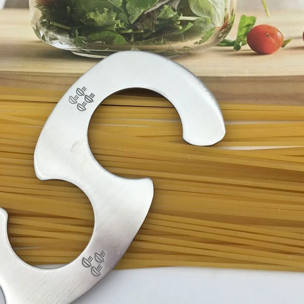 4 Holes Spaghetti Measure Tool Stainless Steel S Shaped Pasta Noodle Measure Easy Clearing Portable Noodle Measure for Home