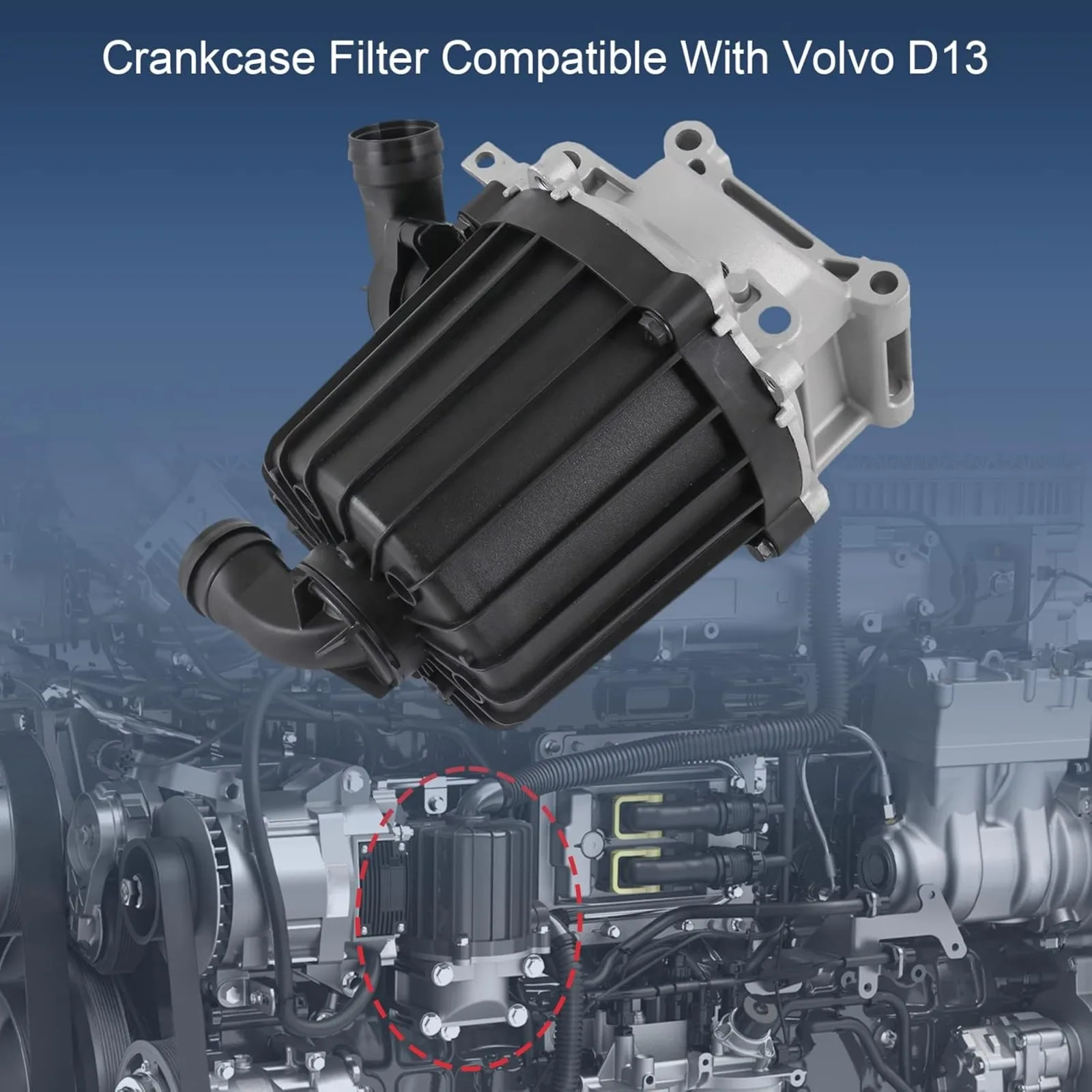 US  Crankcase Ventilation Oil Separator with Gasket Compatible with Volvo D13 Replace# 22877306, 21373547, 20532891