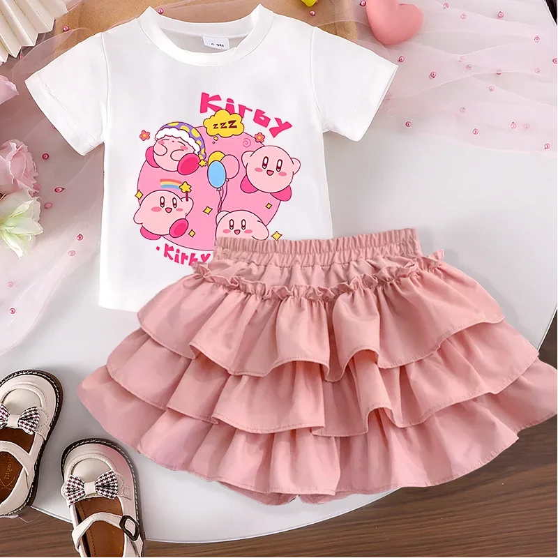 

Kirbys Children Pleated Cake Skirts T-shirt Summer Tops Elastic Waist Infant Baby Bubble Skirt Toddler Kids Girl Princess Skirts
