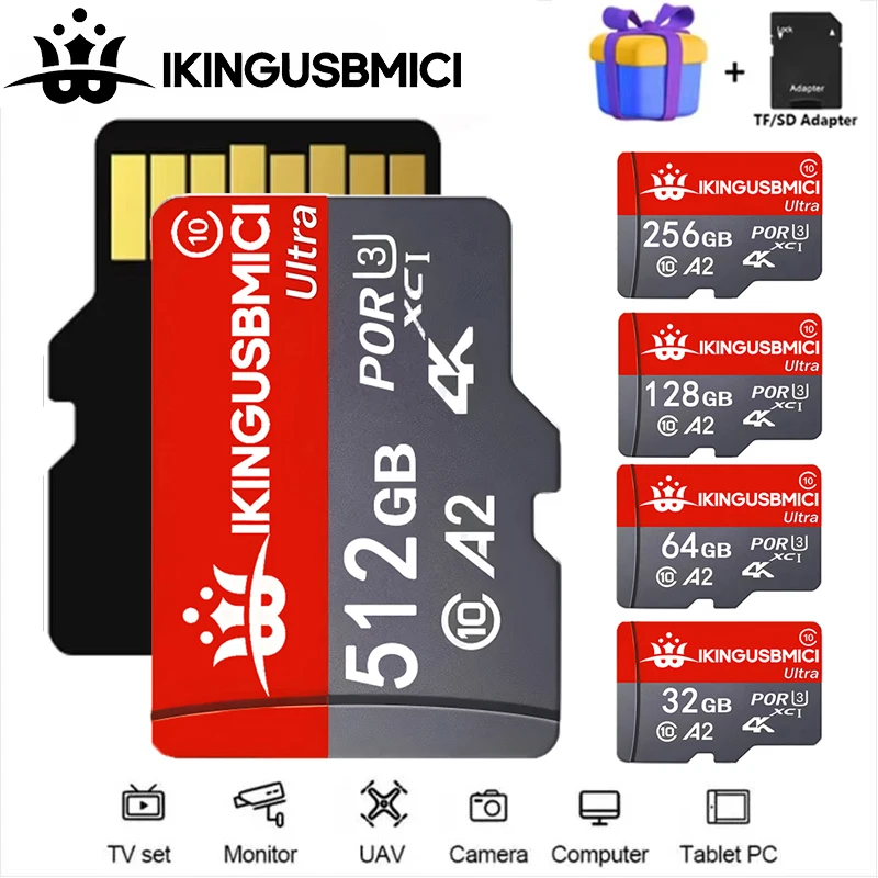 256GB 128GB 32GB Fast SD Cards Memory Card Micro TF SD Card TF Cards C10 8K for Body Camera/Tablet/VR Headset/Mobile/Car DVR