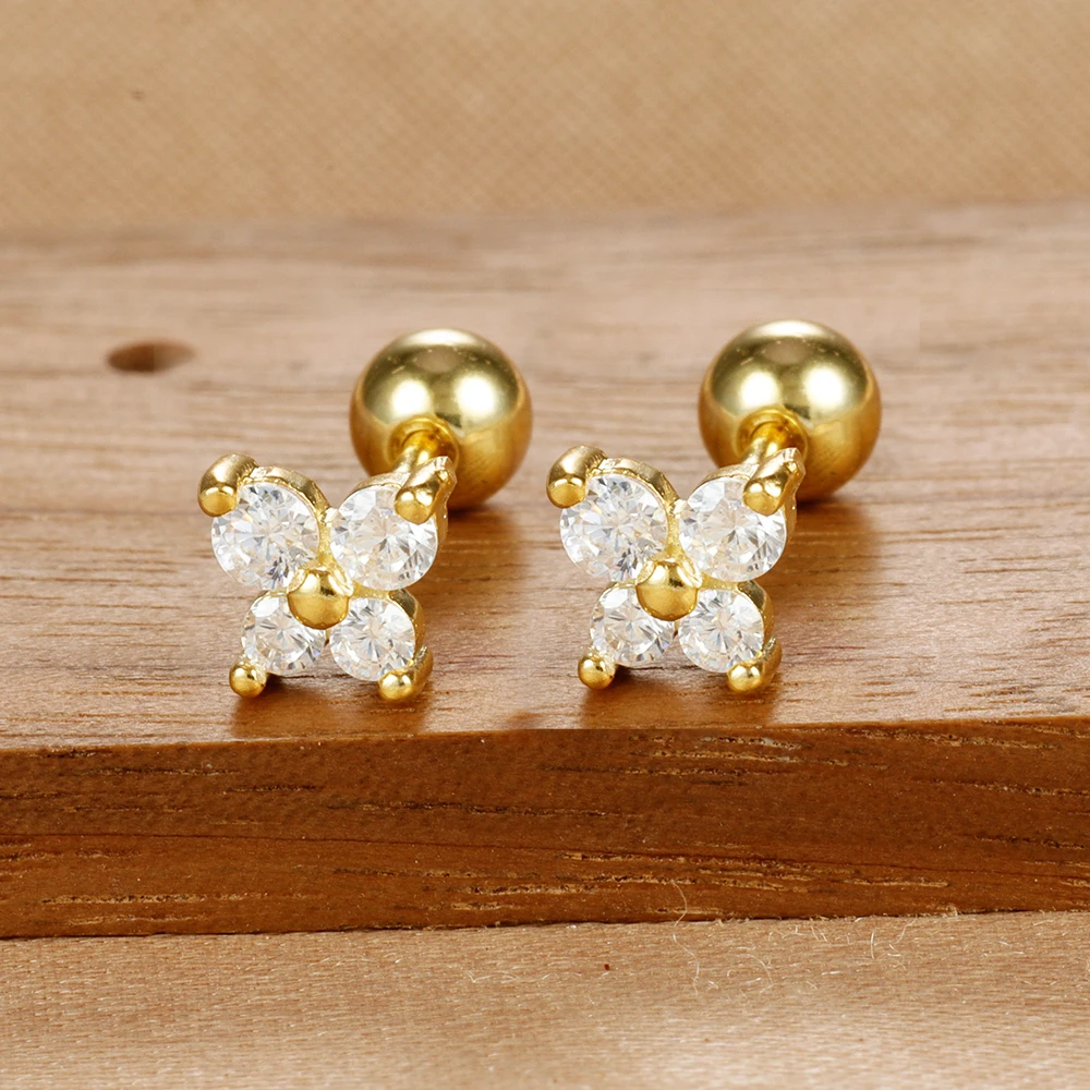 2 szt. Motyl CZ cyrkon Minimalne kolczyki do piercingu Tiny ze stali nierdzewnej Helix Tragus chrząstka stadniny kolczyk gorąca biżuteria aretes — zdjęcie 6