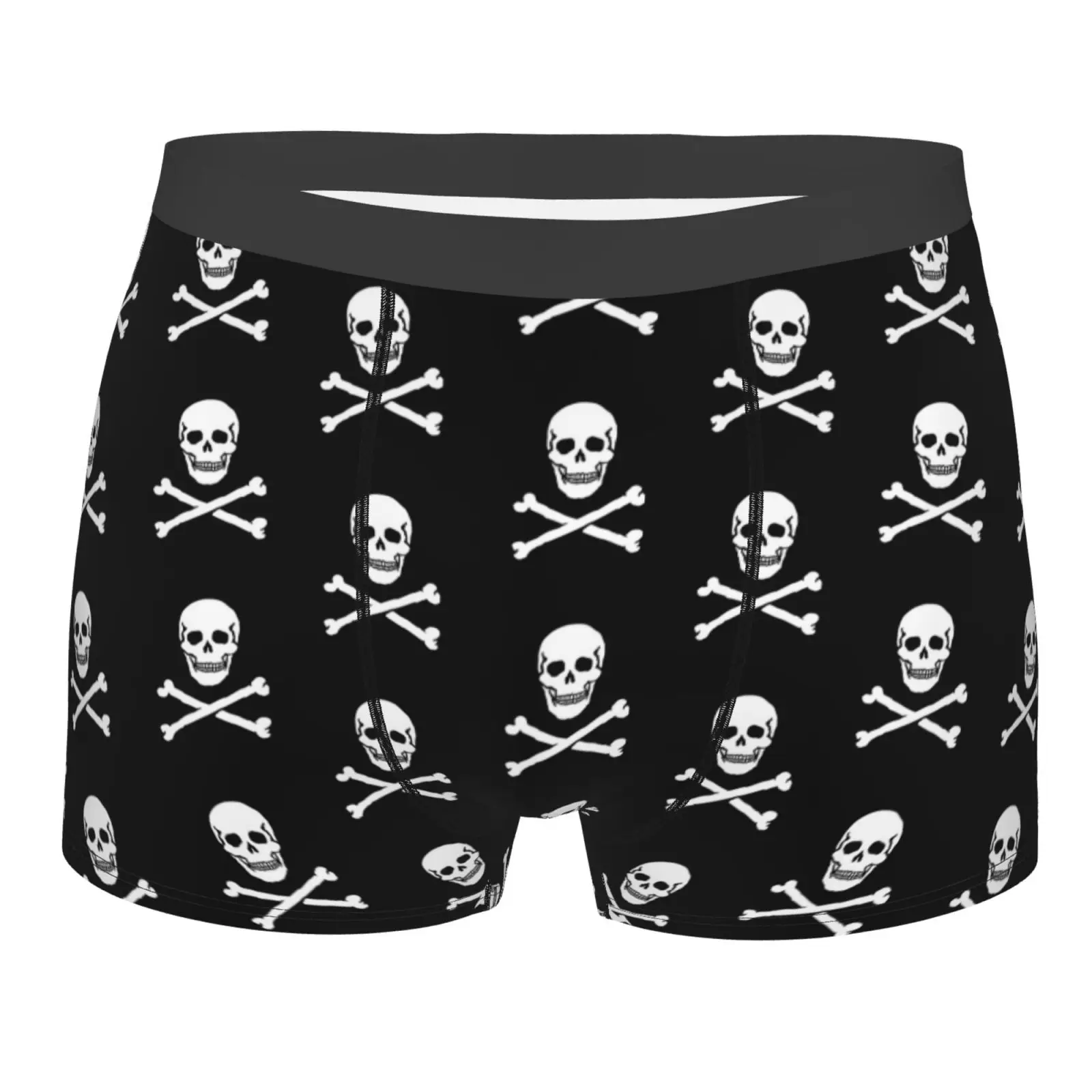 

Skull Bones Print Men Printed Boxer Briefs Underwear Highly Breathable Boxer Shorts Panties Breathable Underpants for Homme