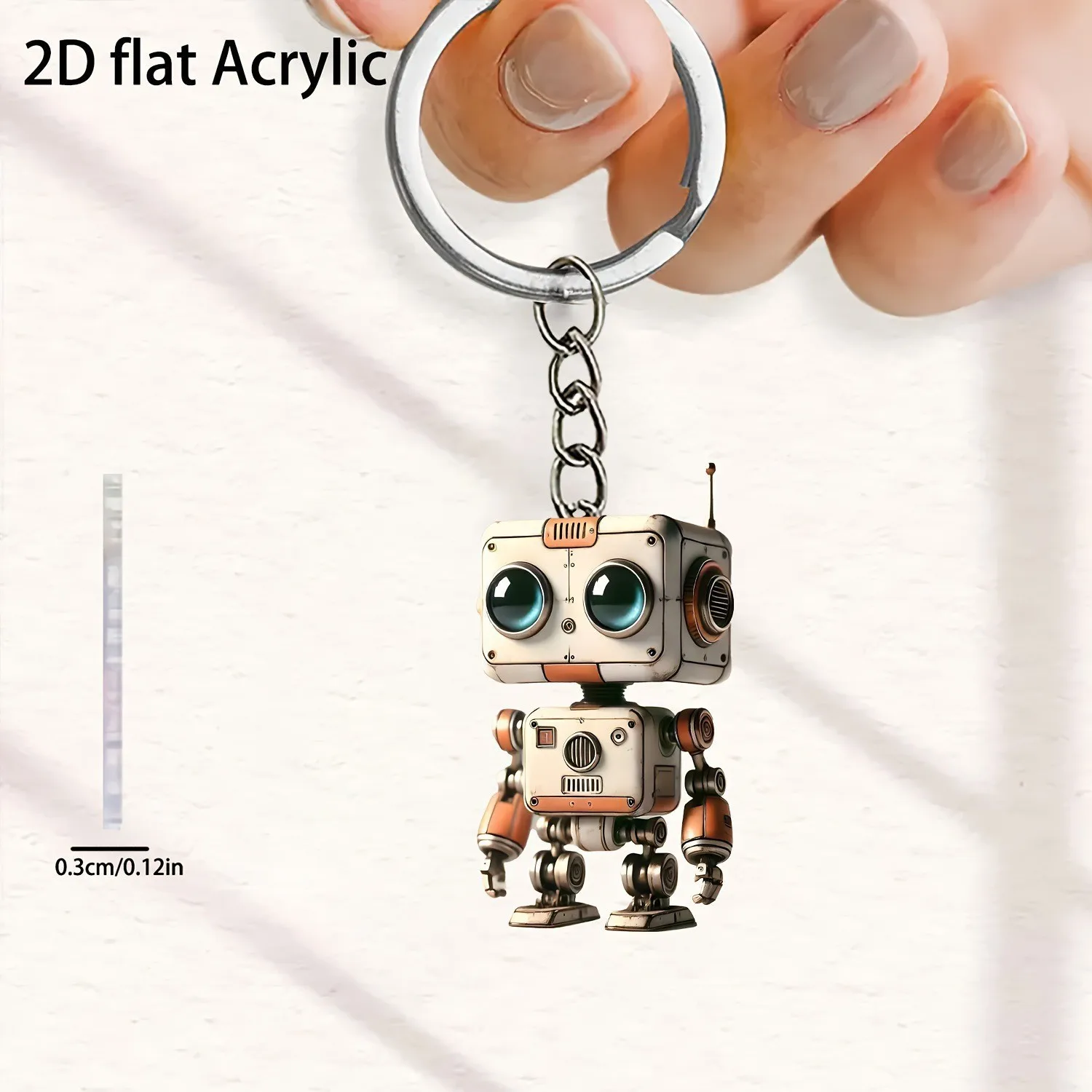 

New 2D Acrylic Flat Big-Eyed Robot Keychain Creative Christmas Decoration Festival Keychain Toy