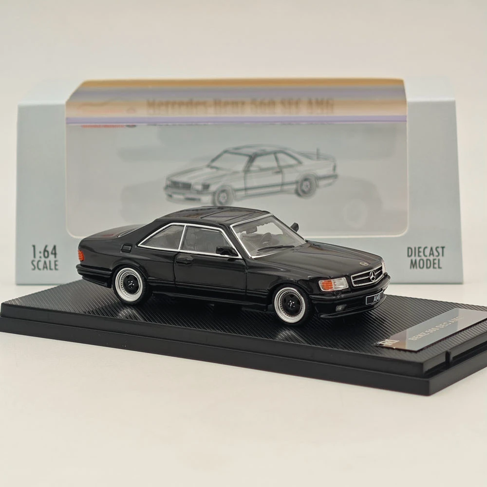 Diecast rm 1:64 escala mercedes-benz 560sec amg w126 liga modelo de carro brinquedo colecionável presente lembrança exibição ornamento