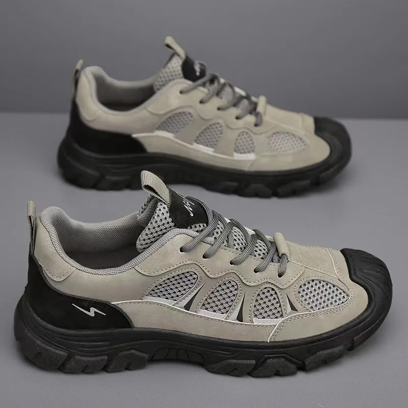 

2026 New Men's Shoes Mesh Breathable Outdoor Hiking Shoes Soft Sole Lace Up Non Slip Tennis Shoes Spring Sneakers for Men Tenis