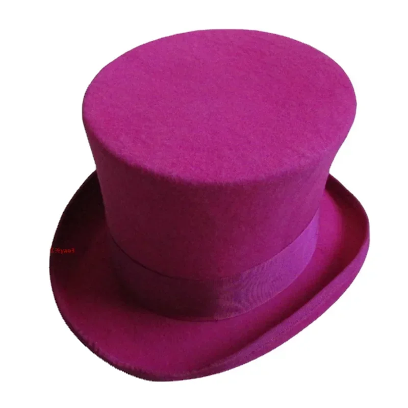 Rose Red Women 18cm High British Top Cylinder Hat Victorian Chimney Pot Steampunk Mad Hatter Hats Toppper Lady Girl Bowler