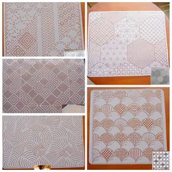 Easy rubbing table tea mate Curtain Bag Clothes Embroidery beautiful patternTool Sashiko Embroidery Template