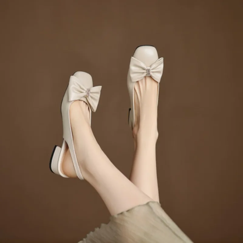 

Лето 202, женские туфли-лодочки на плоской подошве, серебристые туфли-лодочки без шнуровки с квадратным носком, женские балетки на плоской подошве, удобные женские сандалии с бантом