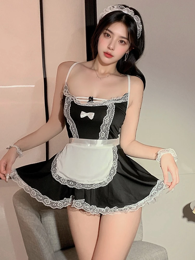 Lingerie Uniforme de empregada para Mulheres, Trajes Cosplay, Anime Role Play, Palco Lolita, Night Clubwear, Cute Girl Dress, Plus Size