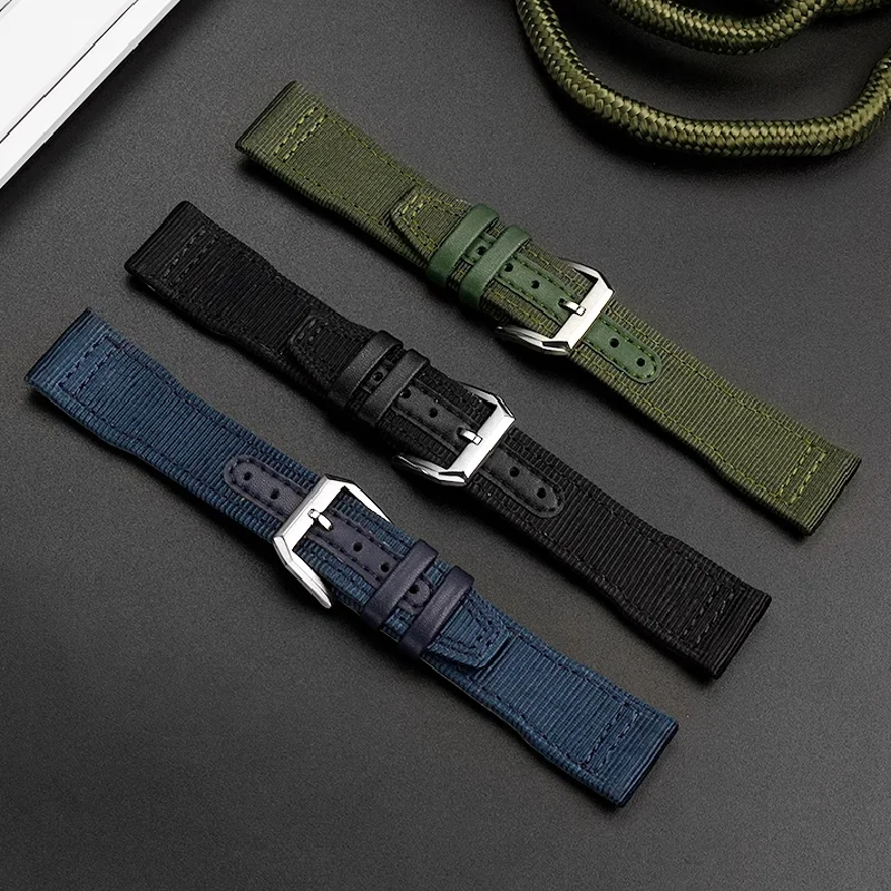 Cinturino per orologio in tela di nylon di alta qualità per IWC Pilot Mark 18 Spitfire Fighter Portogallo cinturino blu verde braccialetto 20 21 22mm