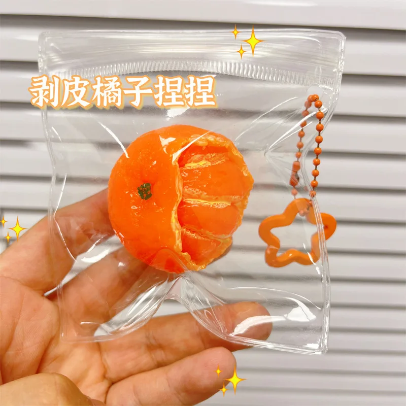 Jouet anti-stress souple en forme d'orange à peler, porte-clés Kawaii, cadeau à presser en forme de fruit