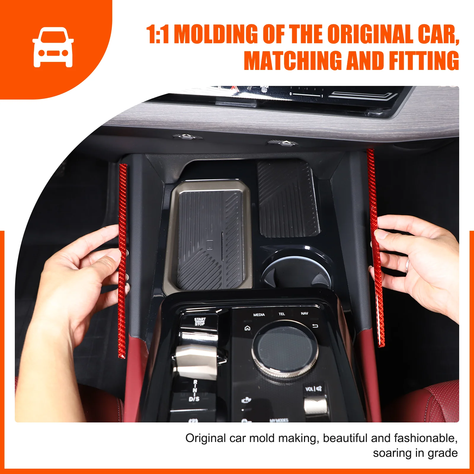 

Soft Carbon Fiber Car Center Console Gear Shift Side Decorative Strip For BMW 5 Series G60 2024 2025 2026 Interior Accessories