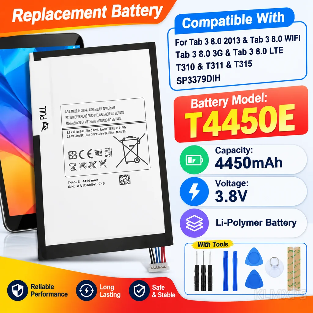 Tablet Replacement Battery T4450E 4450mAh Li Polymer For Samsung Galaxy Tab 3 8.0 Compatible Models T310 T311 T315 With Tool Kit