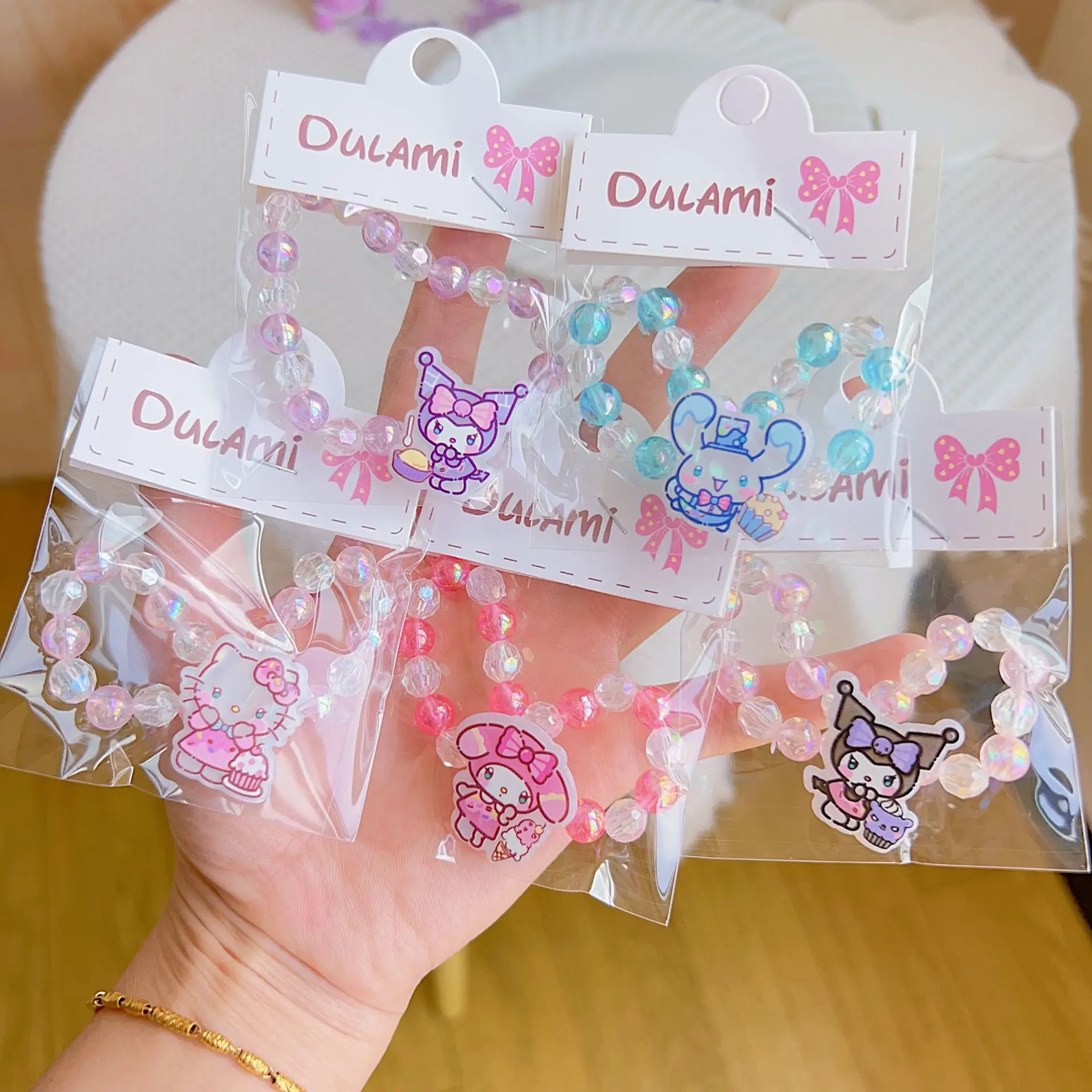 

10pcs Kuromi Children's Cartoon Bracelet for Girls Anime Colorful Child Hand Jewelry Kawaii Friends for Gifts