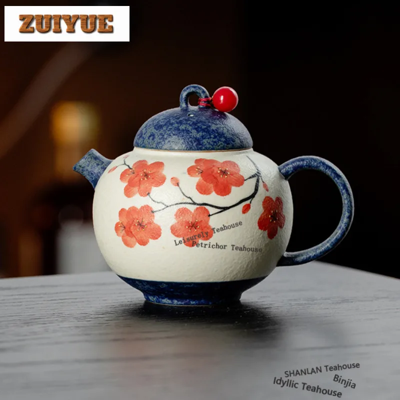 160ml Hand-painted Plum Blossom Teapot Boutique Tea Infuser Pot Tea Soaking Kettle With Ball Hole Tea Items Decoration Craft