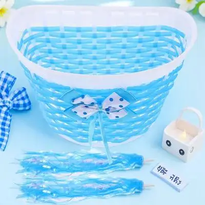 

1Set Bicycle Supplies for Kids Fashionable Basket Set with Vibrant Streamers and Safe Handlebar Covers Ideal Gift for Children