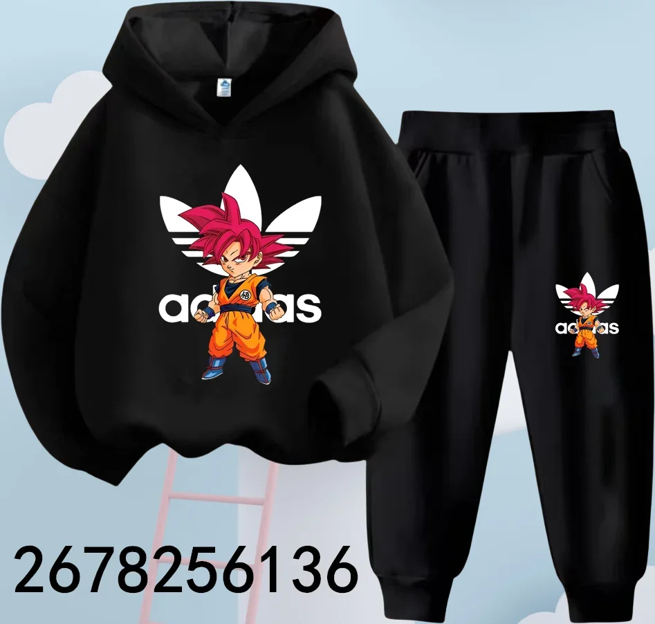 New Boys Girls Clothes Dragonball Goku Hoodie Set Kids 2pcs Spring Autumn Toddler Girls Cartoon Hooded +pants Tracksuit Clothing