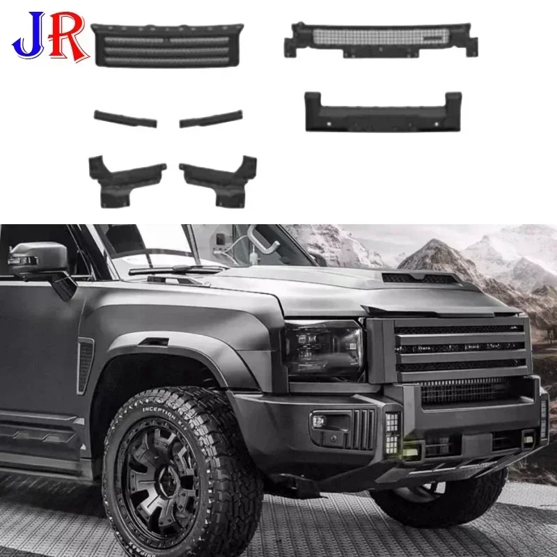 Car Matte Black Front Grille Fit for Jetour Traveller T2 2023 ABS Obsidian Grille Automotive Exterior Decorative Accessories