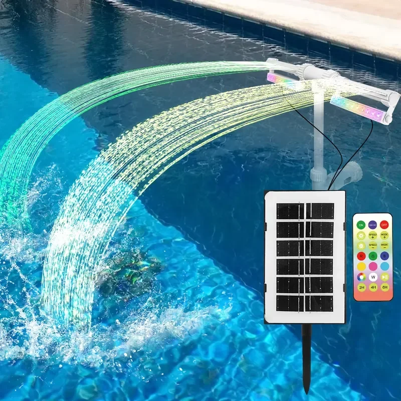 LED Swimming Pool Fountain Light Adjustable Angle Dual Spray Waterfall for Above Ground and Inground Pools Outdoor Decor