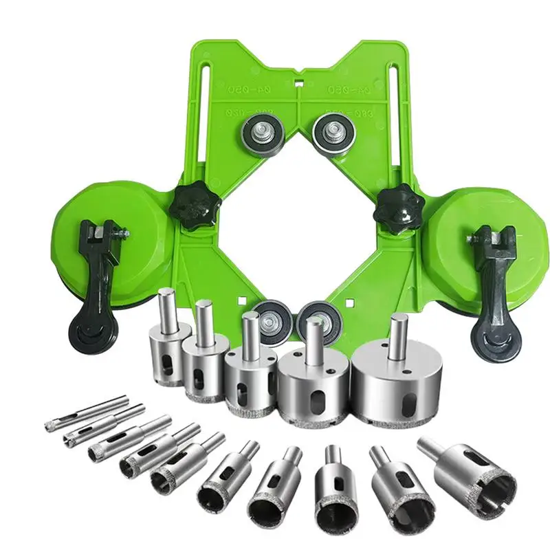 

Tile Hole Saw Kit Drill Bits For Glass Hole Saw Set With Adjustable Double Suction Cups Hole Saw Guide Jig Fixture For Porcelain