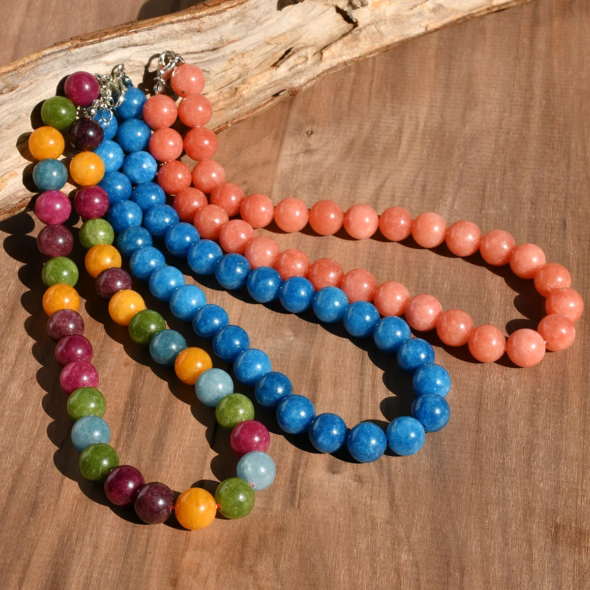 Beaded necklace Originality Natural stone Bohemia Crystal Hand knitting Adjustable Female Tide Versatile Rice bead necklace