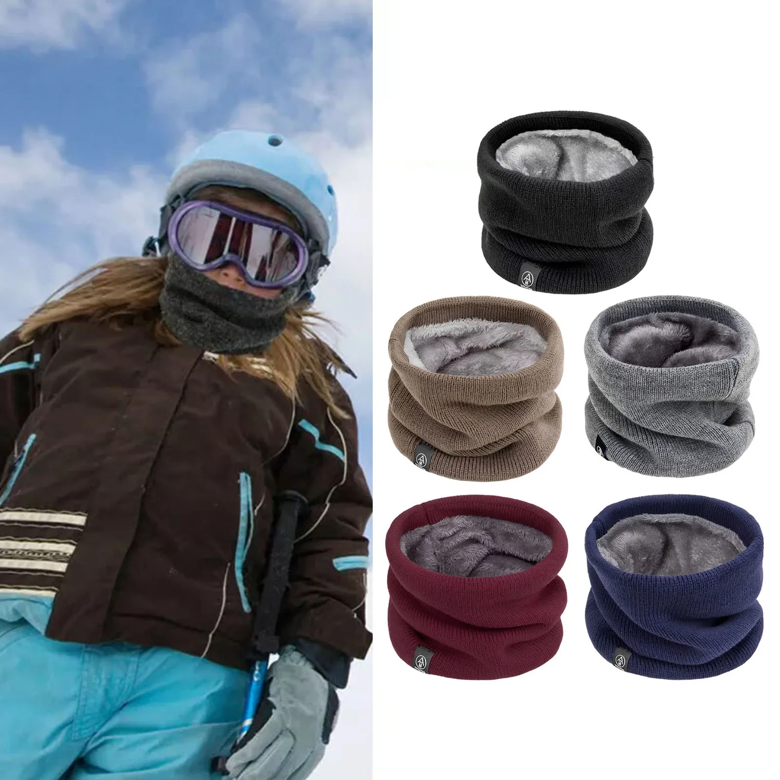 Winter Sport Neck Warmer Scarf Fleece Lined Windproof Cold Proof Thick Collar for Outdoor Activities Cycling Running Men Women