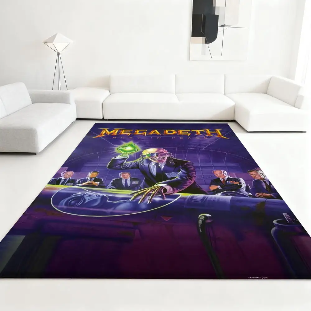 

M-MegadethS Heavy Rock Band Floor Mat Soft Thickened Absorbent Non-Slip Bedroom Living Room Door Mat Home Decor Flannel Rugs