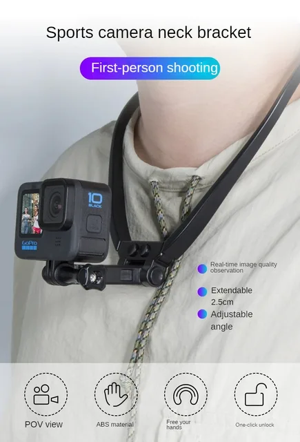 Uchwyt na szyję do telefonu GoPro Hero 12 10 9 Insta360 X3 DJI Osmo Action Camera Pasek na smycz zapobiegający drganiom do akcesoriów GoPro