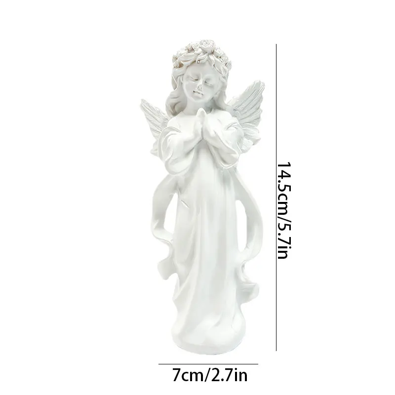 تماثيل وشخصيات الملاك الصلاة، ملاك الراتنج الجميل مع أجنحة ديكور مذبح المنزل، هدية عيد ميلاد فريدة لعيد الشكر #4