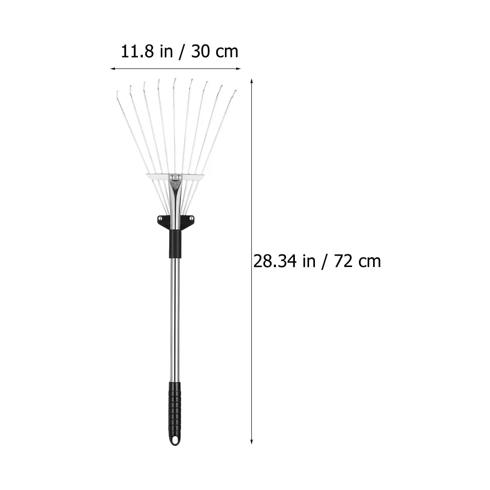 Telescopic Leaf Carbon Steel Head Retractable Garden Rake Tool For Yard Leaf Cleanup Metal Rake Plastic Anti-Slip Handle