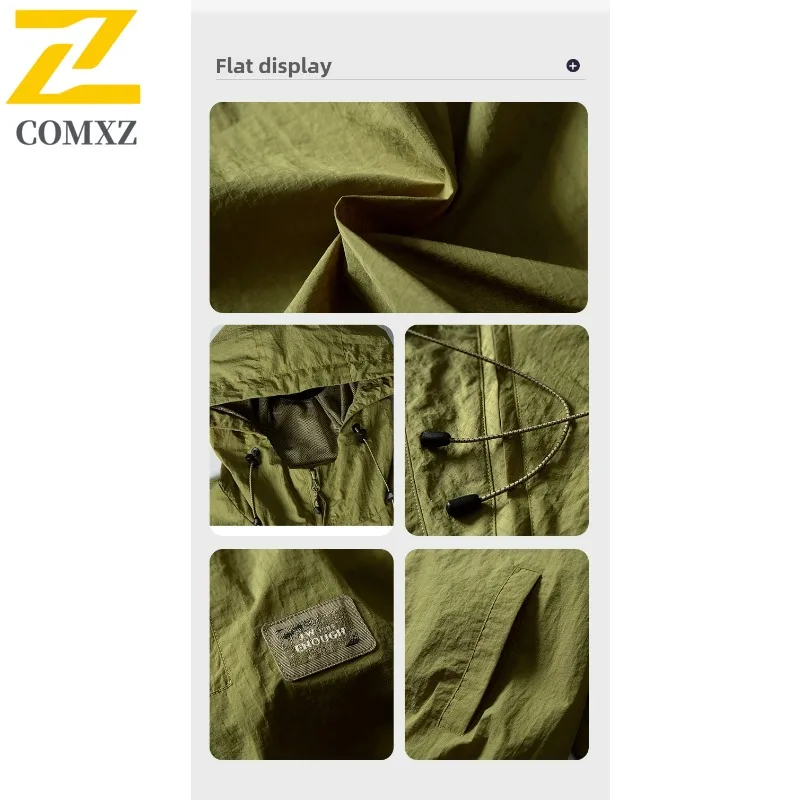 COMXZ 2025 Mens Jacket New Classics Outdoor Streetwear 3-in-1 Hooded Jacket Unisex Half-Zip Loose Autumn Pullover Windbreaker
