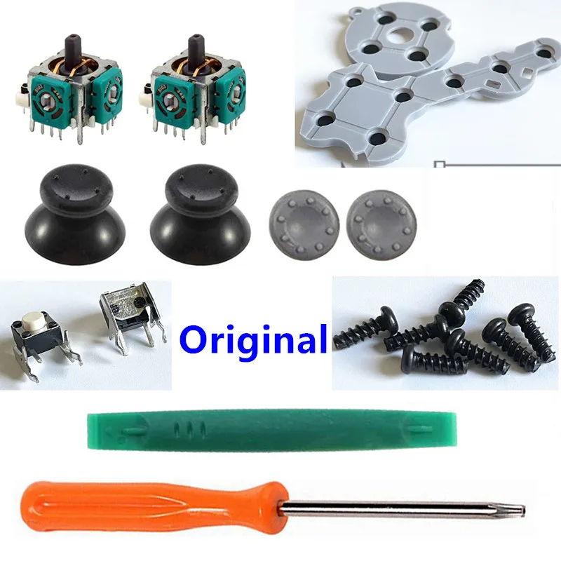 

Original Repair Kits for Xbox 360 Wireless Controller Thumb Stick Cap+LB/RB Button+ALPS 3D Analog Joystick+Conductive pad+Screws