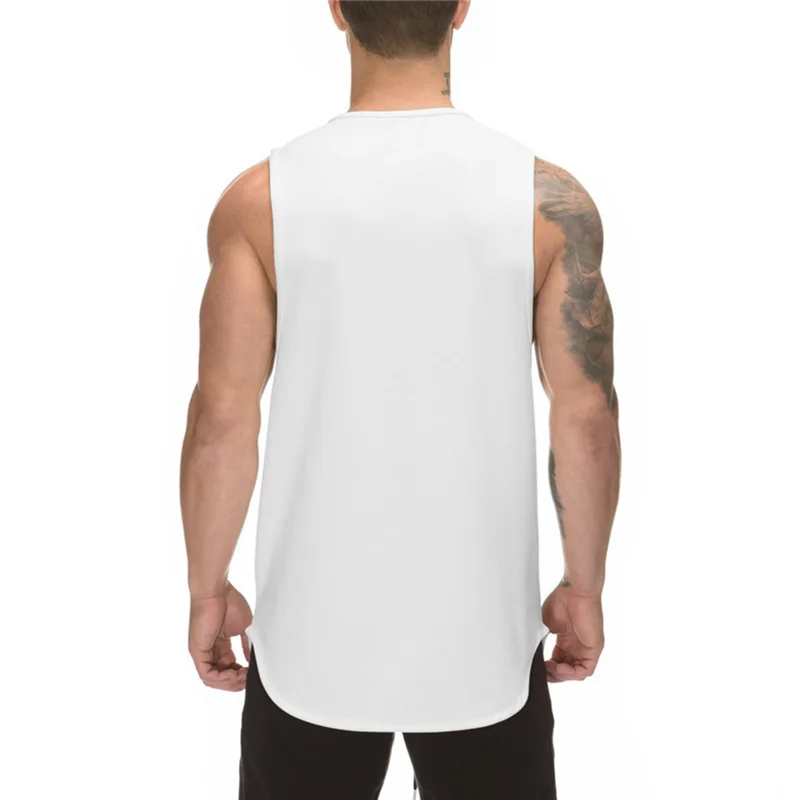 Summer Men Sports Vest with Simple Print Round Neck Breathable Hurdle Gym Workout Running T-shirt Black Large Size Sleeveless