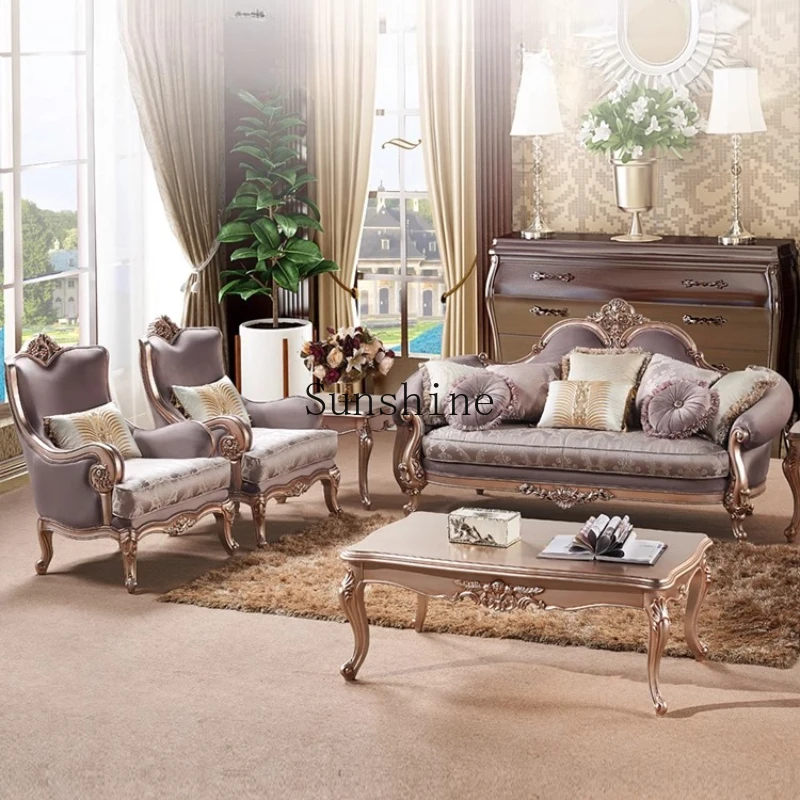 

Jianou solid wood fabric sofa 123 combination high-end retro living room luxury
