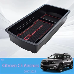For Citroen C5 Aircross 2017-2023 Car Armrest Storage Box Center Console Organize Tray Storage Box Central Tidying Accessories