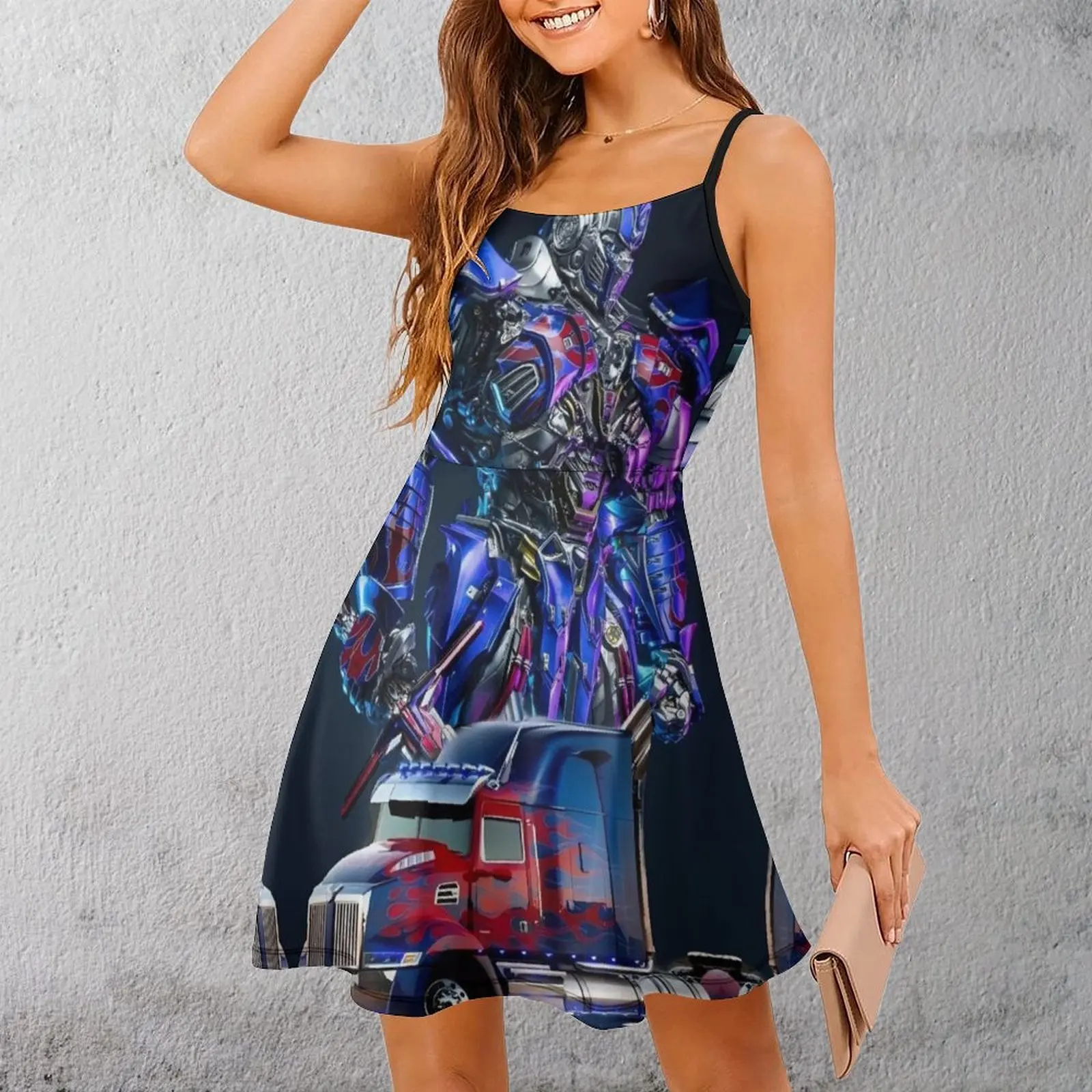 

Трансформирующий робот (53) женское платье на бретельках с юмором и графикой, забавное сексуальное женское платье, коктейльное платье
