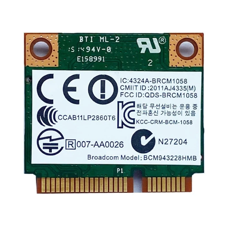 

300Mbps BCM943228HMB BT4.0 802.11a Wifi Wireless Card Half Mini PCI-E Notebook Wlan 2.4G/5Ghz Dual-Band Drop shipping