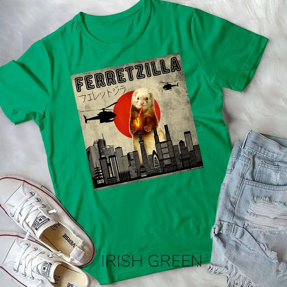 Vintage Funny Ferret Japanese Sunset Style, Ferretzilla Unisex T-shirt