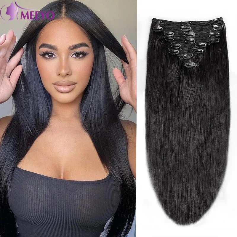 Clip In Hair Extension Human Hair Full Head Brazilian Remy 100% Unprocessed Human Hair Extensions 16 To 26 Inches Seamless 8Pcs