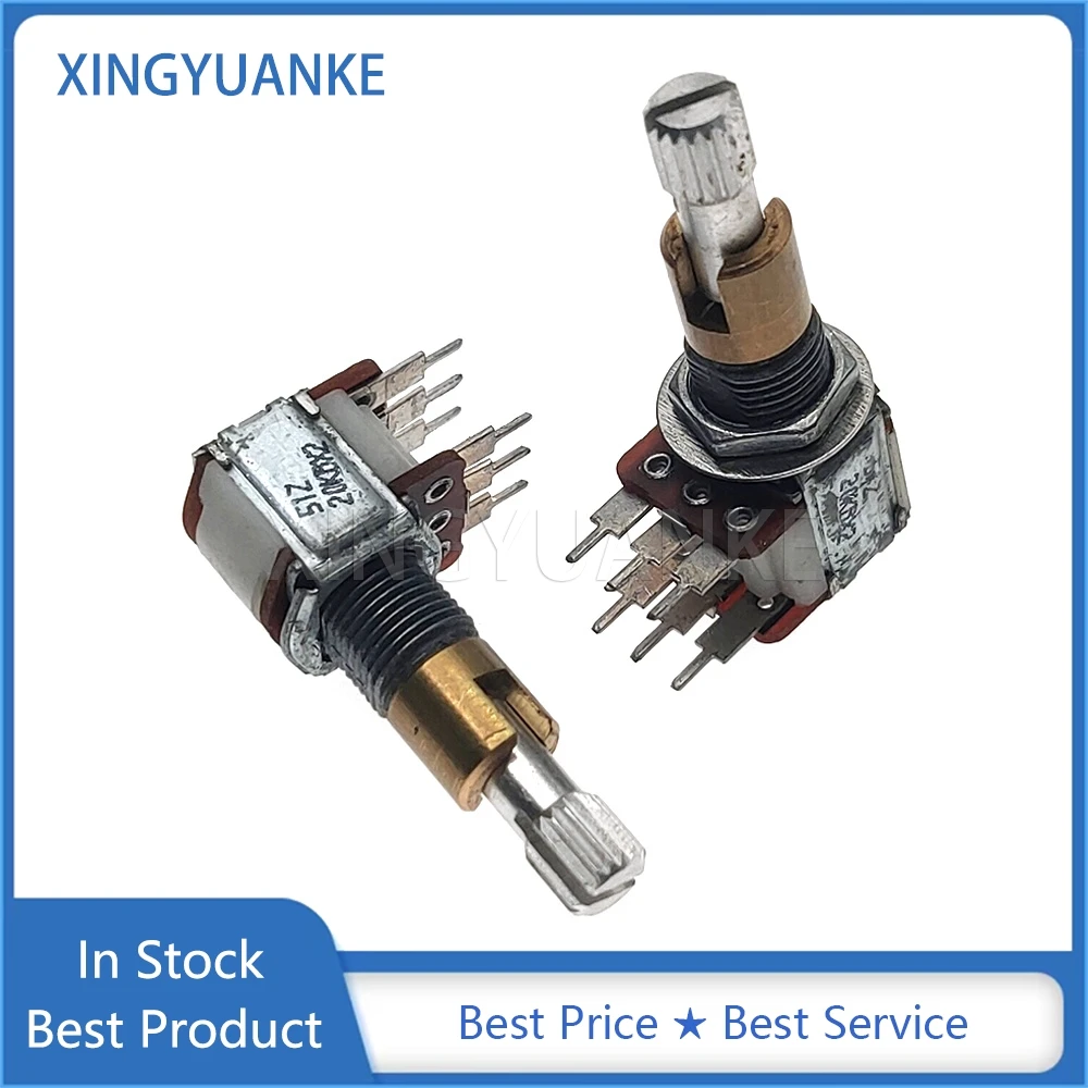 

1PCS 12 Type Double Potentiometer B20K Double Axis Double Adjustable B20Kx2 Edifier Amplifier Potentiometer Shaft Length 25MM