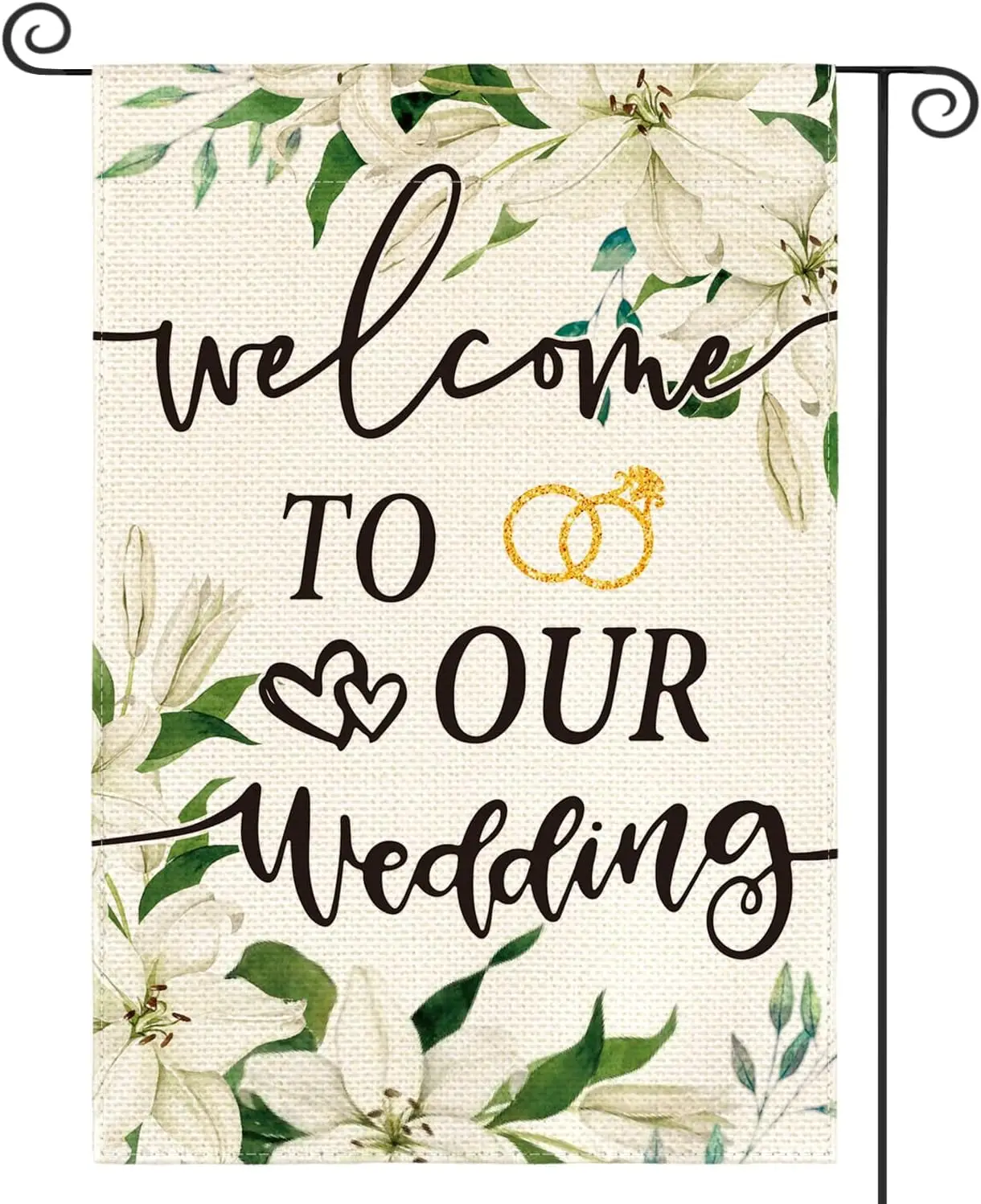 AVOIN colorlife Floral Wedding Ceremony Garden Flag 12x18 Inch Double Sided Outside, Marriage Welcome Romantic Yard Outdoor  IIC