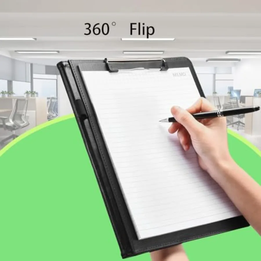 Padfolio Clipboard Folder A4 Size PU Leather Portfolio Organizer with Cover for A4 Letter Size Notepad Resume Writing Pad