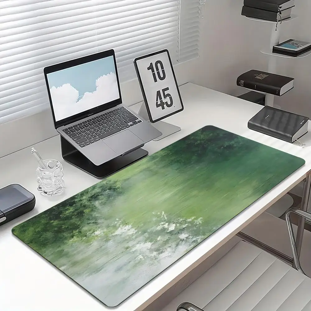 Green Forest Large Gaming Mouse Pad Non-Slip Rubber Desk Mat Lock Edge Keyboard Mat HD Print for PC Laptop Home Office Gamers
