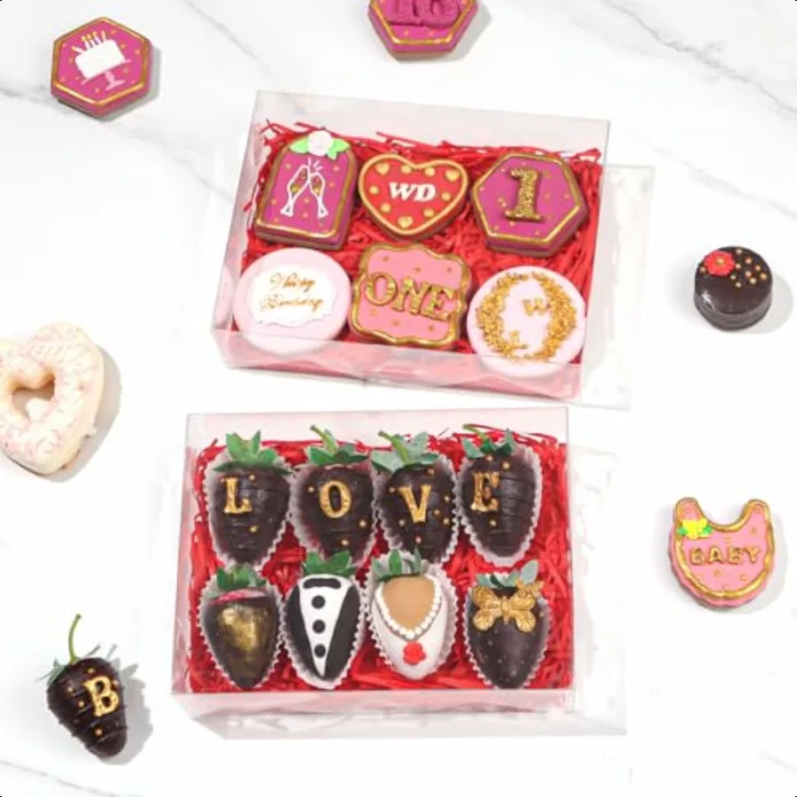 50 pcs 8x6x2 Inches Full Clear Chocolate Covered Strawberries s Cakesickle Bakery Chocolate Truffle Truffle Cakesickle Browines