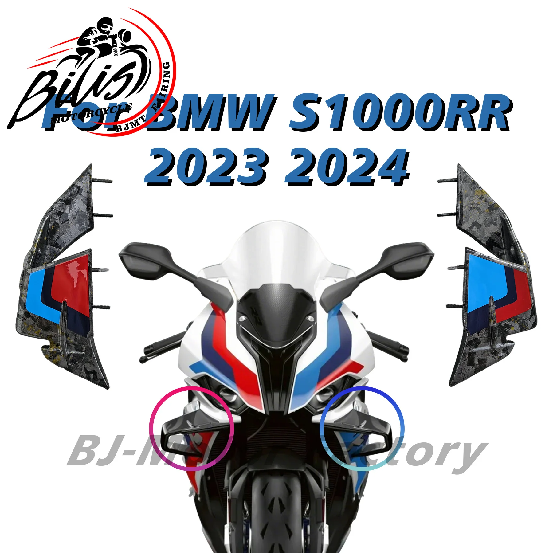 

Motorcycle Wing Let Front Spoiler Stabilizer for BMW S1000RR 2024 2023 2022 Decorative Fairing Winglet Air Deflector