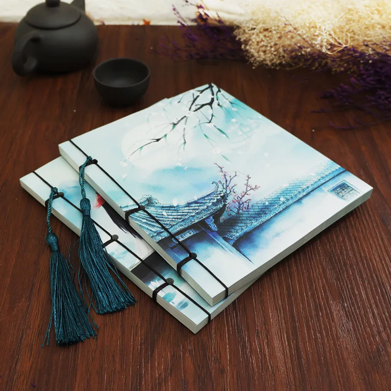 Imagem -04 - Estilo Chinês Cadernos Vintage com Borla para Negócios Presente de Aniversário Folha Árvore Patter Diário Papel Planejador Bloco de Notas 15x17.5cm