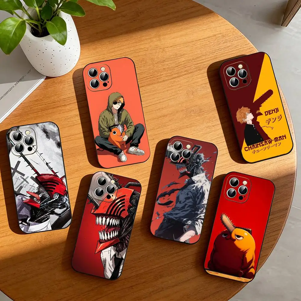 

Chainsaw-W M-Man Phone Case For iPhone 17,16,15,14,13,12,11 Plus,Pro Max,XS,Soft Silicone Black Cover