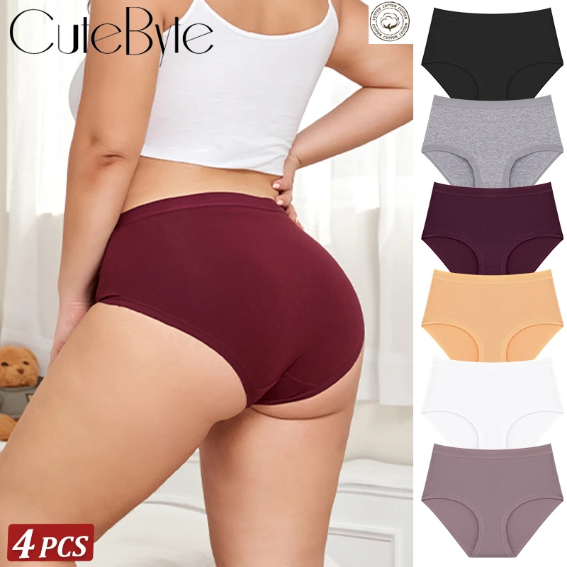 

4Pcs/Set Women Cotton Briefs Seamless High Waist Breathable Underwear Female Stretch Comfortable Lingerie New solid color Panty