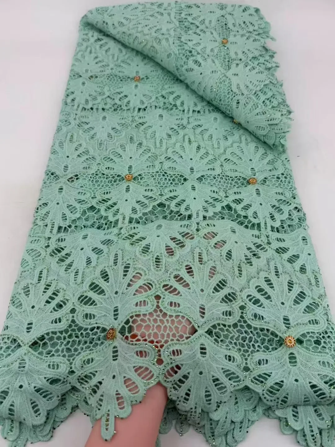 Tissu nigérian en dentelle et Tulle à paillettes de soie de lait, tissu africain brodé de haute qualité pour robes de bal, perles, 5 Yards, 2026