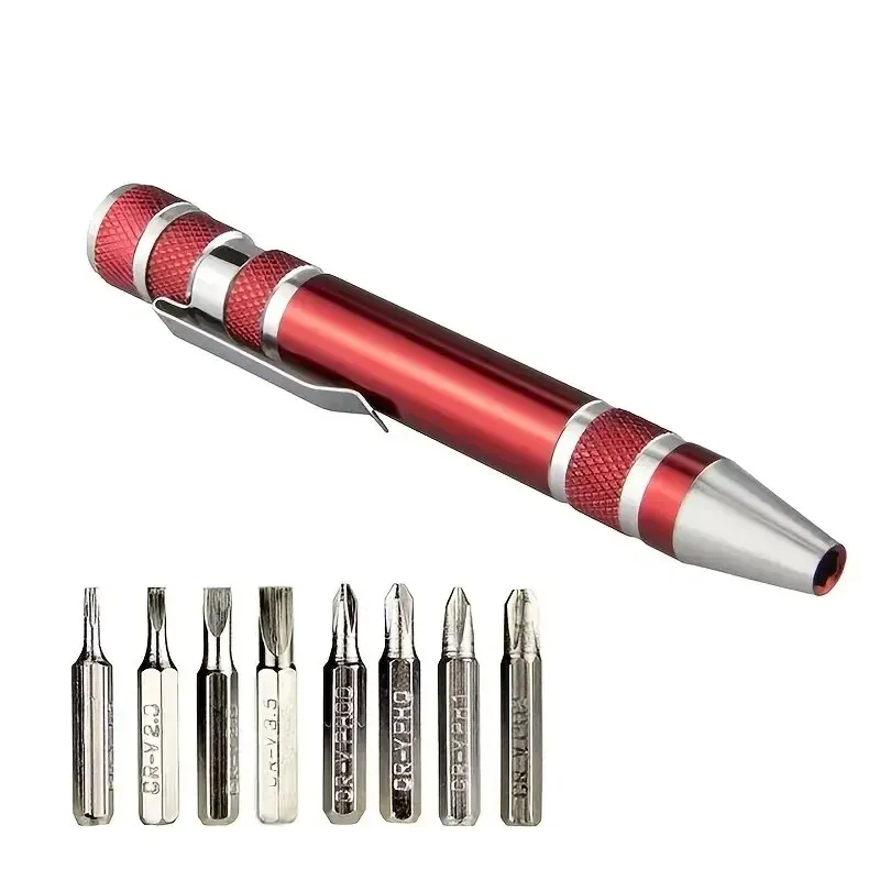 8-in-1 Aluminum Alloy Screwdriver Pen - Changeable Bits For Easy Repairs & Disassembly